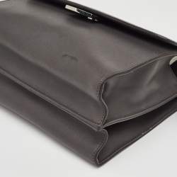 Pre Owned Fendi Demi Jour Small Grey Leather Top Handle Bag