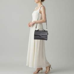 Pre Owned Fendi Demi Jour Small Grey Leather Top Handle Bag