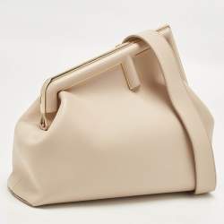 Pre Owned Fendi First Medium Beige Leather Shoulder Bag