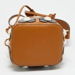 Pre Owned حقيبة فندي مون تريزور جلد بيج صغيرة دبوس بغطاء علوي