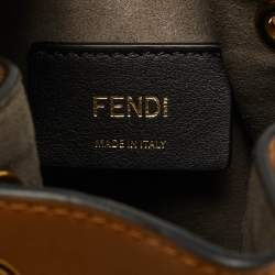 Pre Owned حقيبة فندي مون تريزور جلد بيج صغيرة دبوس بغطاء علوي