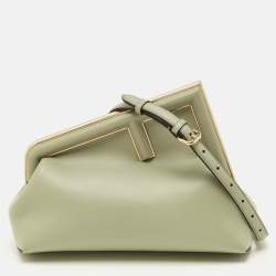 Pre Owned Fendi Midi First Light Green Leather Shoulder Bag