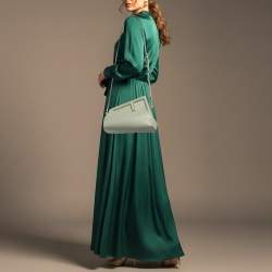 Pre Owned Fendi Midi First Light Green Leather Shoulder Bag