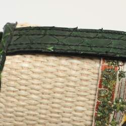 Pre Owned Fendi B Buckle Large Beige Raffia and Python Top Handle Bag