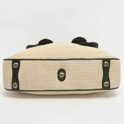 Pre Owned Fendi B Buckle Large Beige Raffia and Python Top Handle Bag