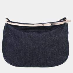 Pre Owned Fendi Navy Denim Shoulder Bag
