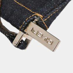 Pre Owned Fendi Navy Denim Shoulder Bag
