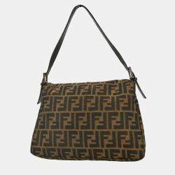 Pre Owned Fendi Brown Canvas Zucca Mamma Baguette Handbag