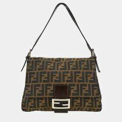 Pre Owned Fendi Brown Canvas Zucca Mamma Baguette Handbag