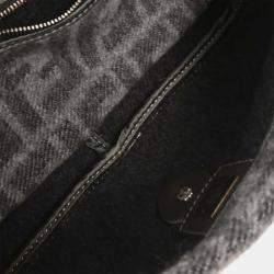 Pre Owned Fendi Gray Wool Baguette Handbag