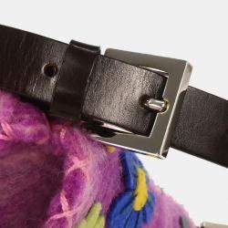 Pre Owned Fendi Purple Felt Patchwork Baguette Handbag