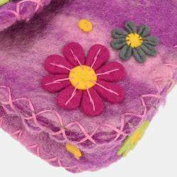 Pre Owned Fendi Purple Felt Patchwork Baguette Handbag