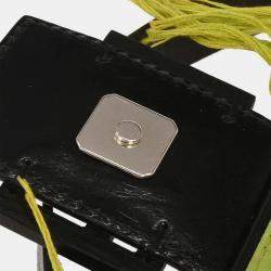 Pre Owned Fendi Black Cotton Beaded Embroidered Baguette Handbag