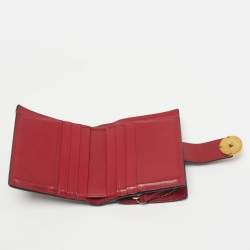 Pre Owned Fendi F is Fendi Tobacco/Red Zucca Leather Compact Wallet