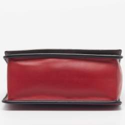 Pre Owned Fendi Kan I F Red/Black Zucca Embossed Leather Top Handle Bag