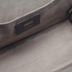 Pre Owned Fendi Kan I F Red/Black Zucca Embossed Leather Top Handle Bag