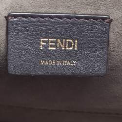 Pre Owned Fendi Kan I F Red/Black Zucca Embossed Leather Top Handle Bag