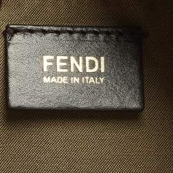 Pre Owned Fendi Forever Bauletto Medium Beige Zucchino Spalmati Canvas Boston Bag