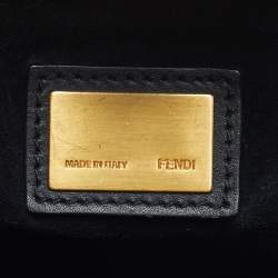 Pre Owned حقيبة يد علوية فندي بيكابو عادية سوداء جلدية مع غطاء بيكابو ديفندر