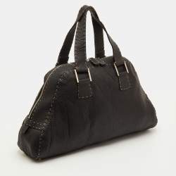 Pre Owned Fendi Selleria Black Leather Dome Satchel