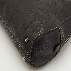 Pre Owned Fendi Selleria Black Leather Dome Satchel