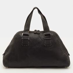 Pre Owned Fendi Selleria Black Leather Dome Satchel