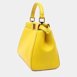 Pre Owned Fendi Yellow Leather Peekaboo Mini