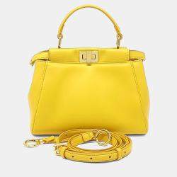 Pre Owned حقيبة فنْدي بيكابو جلد أصفر صغير