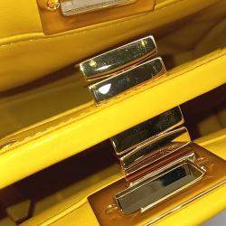 Pre Owned Fendi Yellow Leather Peekaboo Mini