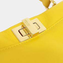 Pre Owned Fendi Yellow Leather Peekaboo Mini