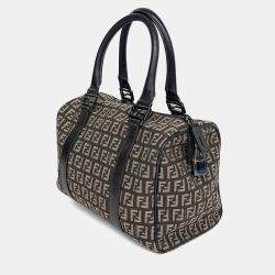 Pre Owned Fendi Black Fabric Zucca Boston Bag