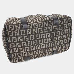 Pre Owned Fendi Black Fabric Zucca Boston Bag