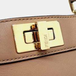 Pre Owned Fendi Brown Leather Peekaboo I SEE U Small Handbag