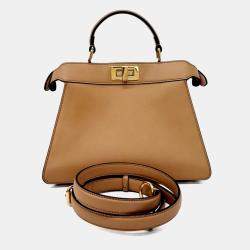 Pre Owned Fendi Brown Leather Peekaboo I SEE U Small Handbag