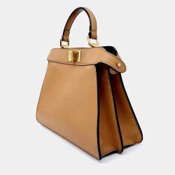 Pre Owned Fendi Brown Leather Peekaboo I SEE U Small Handbag