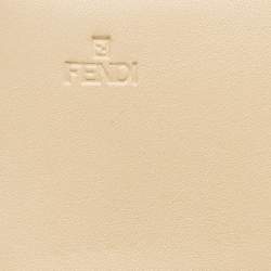 Pre Owned Fendi Beige Zucchino Canvas and Leather Forever Flap Continental Wallet