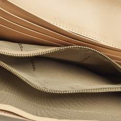 Pre Owned Fendi Beige Zucchino Canvas and Leather Forever Flap Continental Wallet