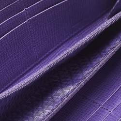 Pre Owned Fendi Tobacco/Purple Zucca Coated Canvas Zip Around Wallet