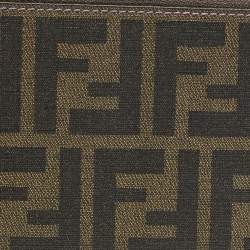 Pre Owned Fendi Tobacco/Purple Zucca Coated Canvas Zip Around Wallet