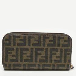 Pre Owned Fendi Tobacco/Purple Zucca Coated Canvas Zip Around Wallet