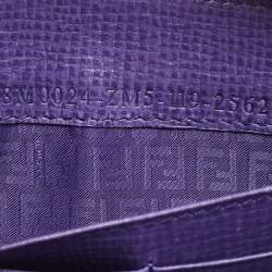 Pre Owned Fendi Tobacco/Purple Zucca Coated Canvas Zip Around Wallet