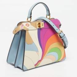 Pre Owned حقيبة فندي بيكابوو آيسي جيرل إنلاي صغيرة جلد أزرق فاتح / متعددة الألوان بيد علوية