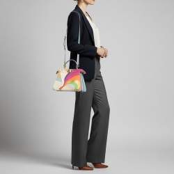 Pre Owned حقيبة فندي بيكابوو آيسي جيرل إنلاي صغيرة جلد أزرق فاتح / متعددة الألوان بيد علوية