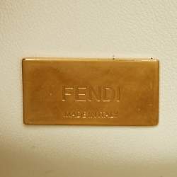 Pre Owned Fendi Peekaboo Front Pocket White Leather Top Handle Bag