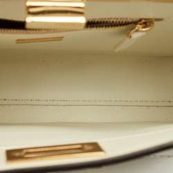 Pre Owned Fendi Peekaboo Front Pocket White Leather Top Handle Bag