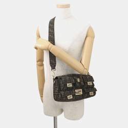 Pre Owned حقيبة فندي "زوكا" متعددة الجيوب جاكار بني/أسود