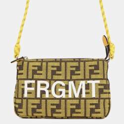 مملوكة مسبقًا Fendi Fragment Hiroshi Fujiwara Collaboration Baguette Slim Clutch Yellow/Brown Canvas