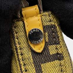 Pre Owned Fendi Fragment Hiroshi Fujiwara Collaboration Baguette Slim Clutch Yellow/Brown Canvas