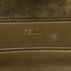 Pre Owned حقيبة فندي بيكابو ايس يو كبيرة ناعمة جلد زيتوني بمسكة علوية