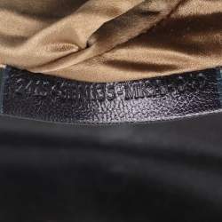 Pre Owned Fendi Vanity Mirror Metallic Blue Lizard Leather Clutch